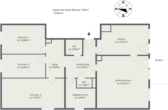 Plan - 4‑Zimmer-​Wohnung mit Balkon und Gemeinschaftsgarten