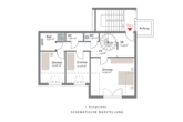 Skizze-Plan Eingangsebene, 2. OG - Großzügige Paarwohnung mit Dachterrasse-zentral gelegen-eigener KFZ Stellplatz-grandioser Fernblick