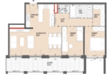 Plan Original mit Einrichtungsvorschlag - Helle Wohnung mit großer Freifläche und Parkblick im 2. Bezirk! – Garagenplatz vorhanden